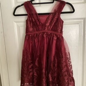 Ava & Yelly Burgundy Lace Dress
